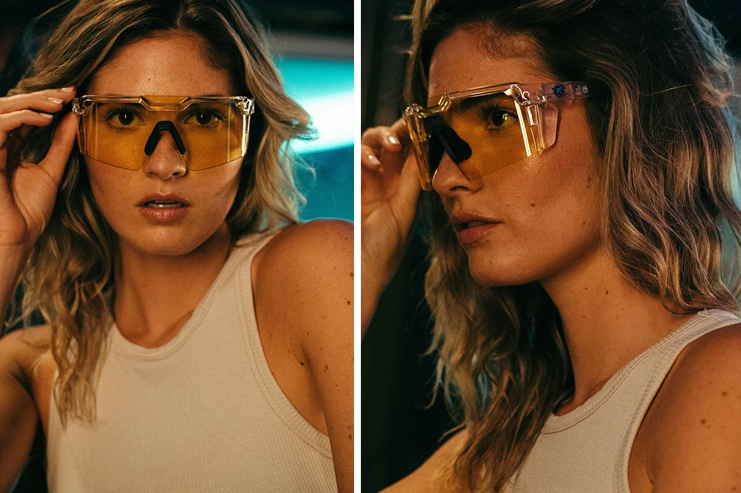 Future Tech Sunglasses: Vapor Clear Frame Hi-Vis Yellow Lens Z87+ Future Tech Sunglasses: Vapor Clear Frame Hi-Vis Yellow Lens Z87+ -Heatwave HIVISYELLOW CLEAR 2