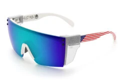 Lazer Face Sunglasses: WHITE FRAME Stars & Stripes USA Z87 -Heatwave Stars Stripes USA White Angle Clear