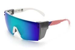 Lazer Face Sunglasses: WHITE FRAME Stars & Stripes USA Z87 -Heatwave Stars Stripes USA White Angle Smoke