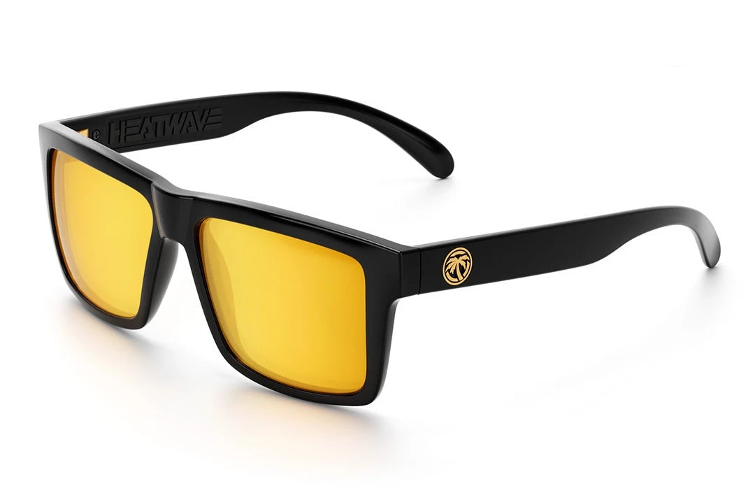 USA VISE Sunglasses: GLOSS BLACK USA VISE Sunglasses: GLOSS BLACK -Heatwave Vise USA Black Gold Rush Angle
