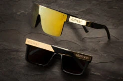 Quatro Sunglasses: Black/Gold Metal Customs -Heatwave goldmetal
