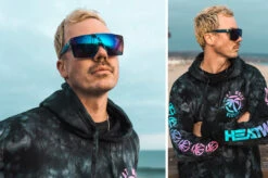 Lazer Face Sunglasses: Neon Blue Z87 -Heatwave lazer neon blue